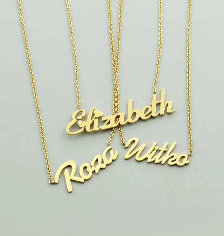 Handmade vintage Custom Script Name Necklace Women Girls Gift Customize Nameplate Initials Letter Necklaces Jewelry8152703