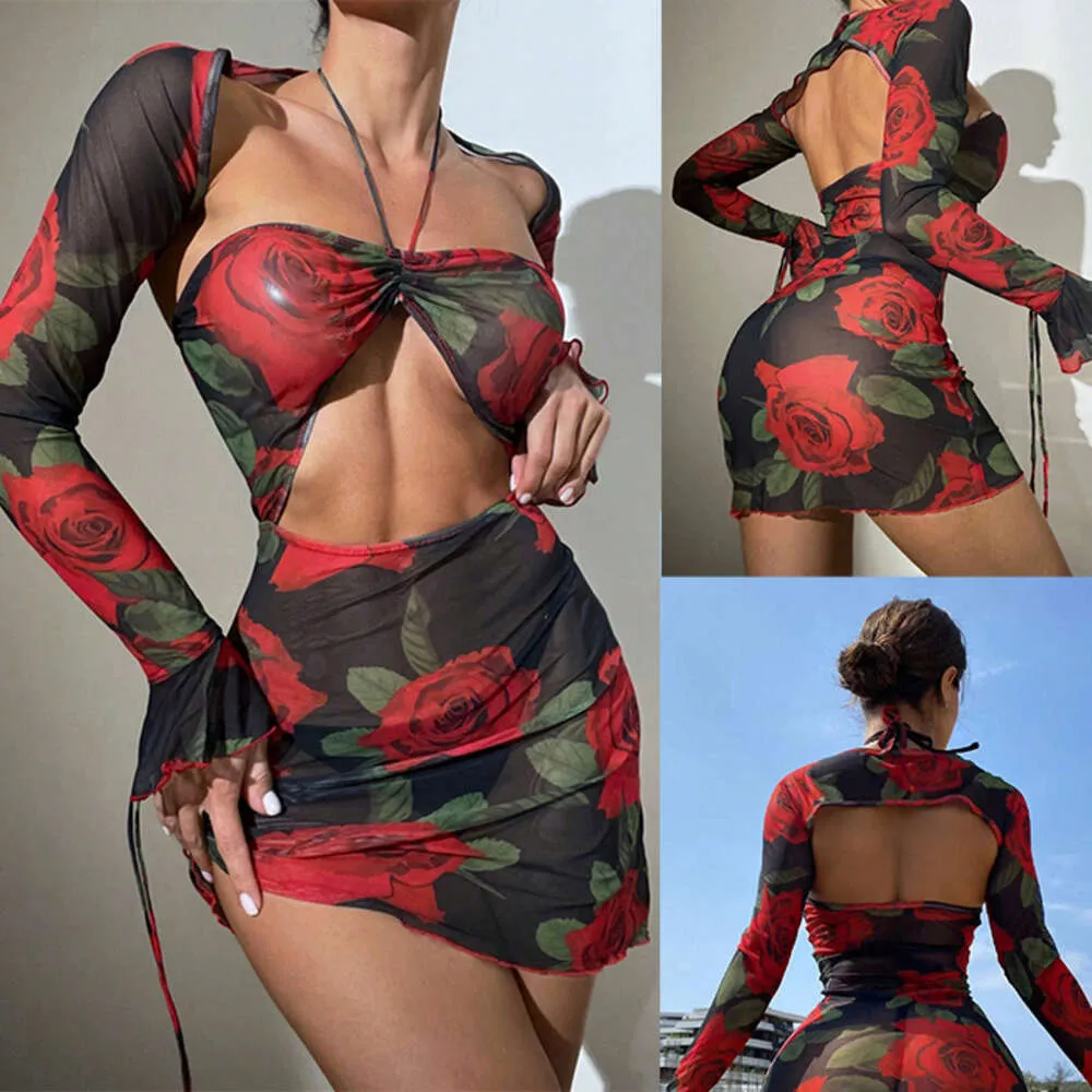 2024 Backless Dame's Printed Lace Up Ster Stoles Suncreen Up Beach Sexy krótka spódnica F41728