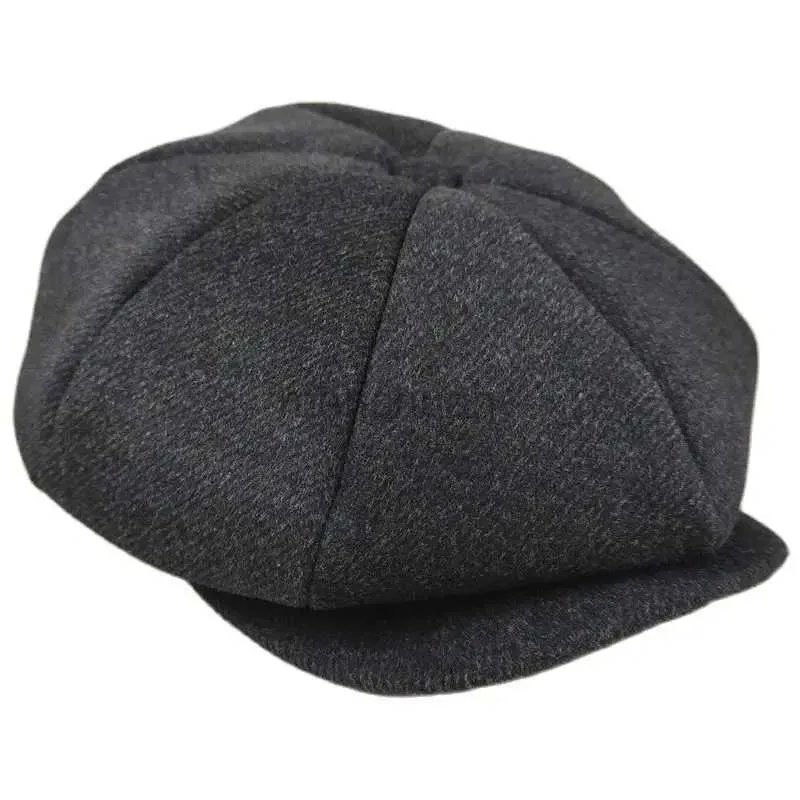 Boinas grandes homens de cabeça ou boina de tamanho adulto Herringbone Felt Octagon Cap Women Winter Pumpkin Hat Gatsby Ivy Cap 56-58cm 59-60cm D24417