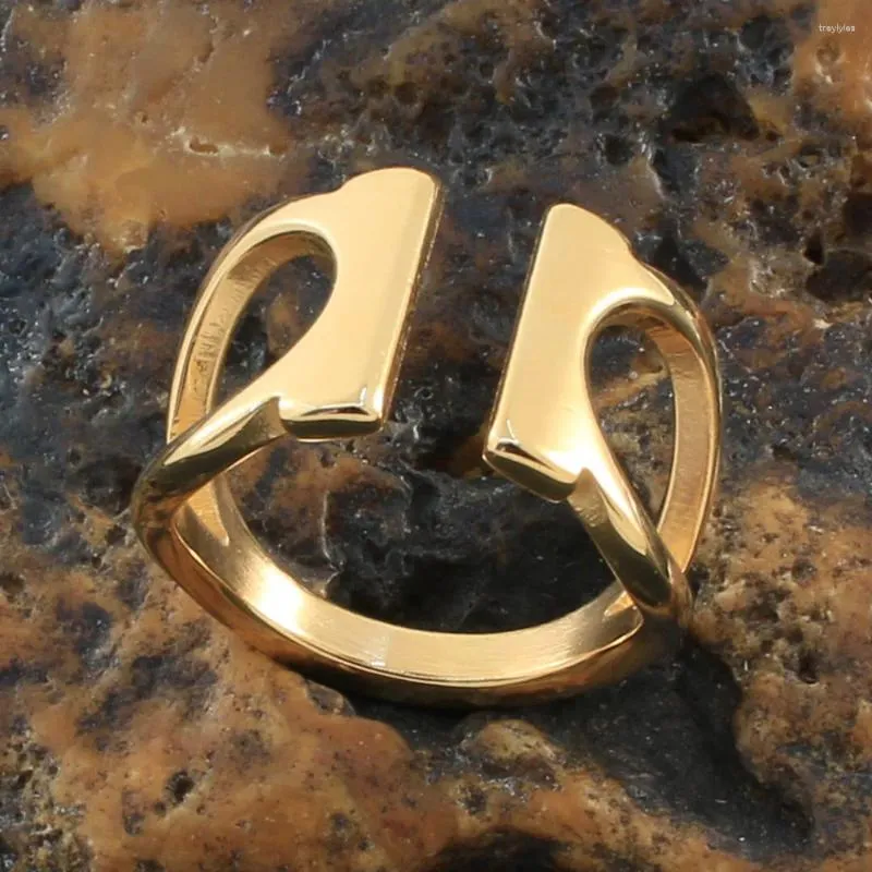 Clusterringe Edelstahl Ring Schmuck Gold Farbe Großhandel für Frauen Modegeschenk Est Bijoux Femmes Joyas Mujer Store rbjkekaj