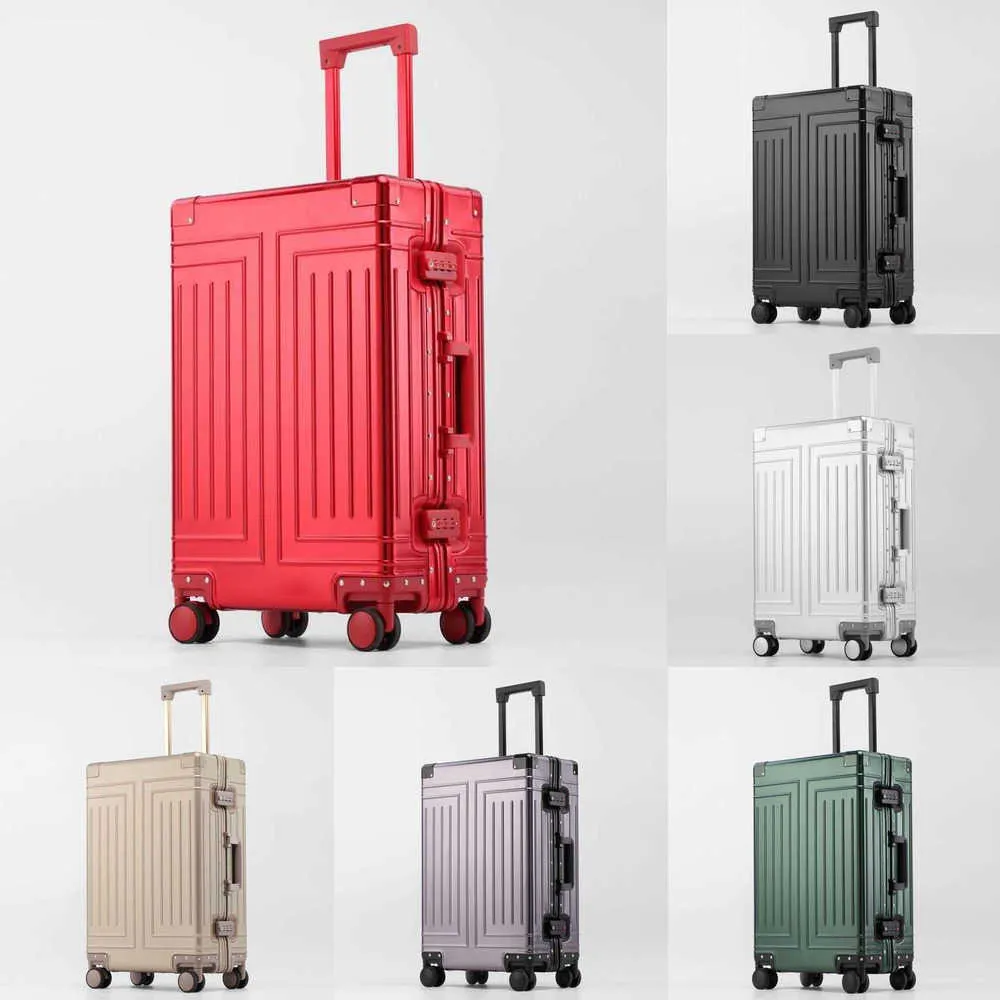 New aluminum magnesium alloy trolley case 24 inch travel case fashion luxury box 20 inch boarding case 29 inch men's metal suitcase 1809 230417