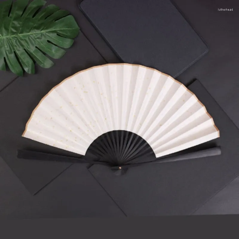 Dekorativa figurer vikbar pappersfläkt ris ventilador diy hand abanicos para boda bärbar bambu ventilatore kinesisk stil gåva sommar