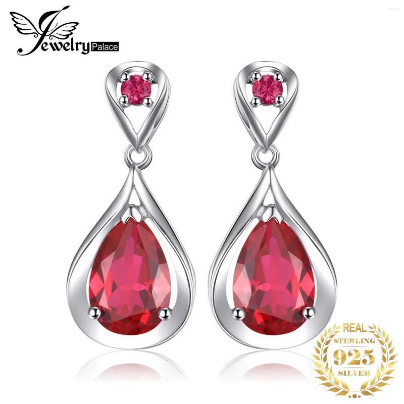 Dangle Earrings Jewelryrapalace Water Drop 7.6ct作成されたRed Ruby 925 Sterling Silver for Women Statement Gemstone Jewelry