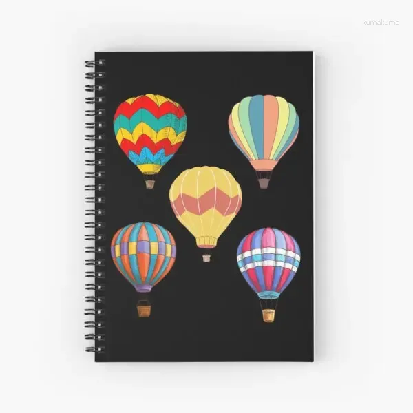 Air Balloons Spiral Notebook for Women Men Memo Notepad 120 Sidor School Study Notes Office Work Journaling