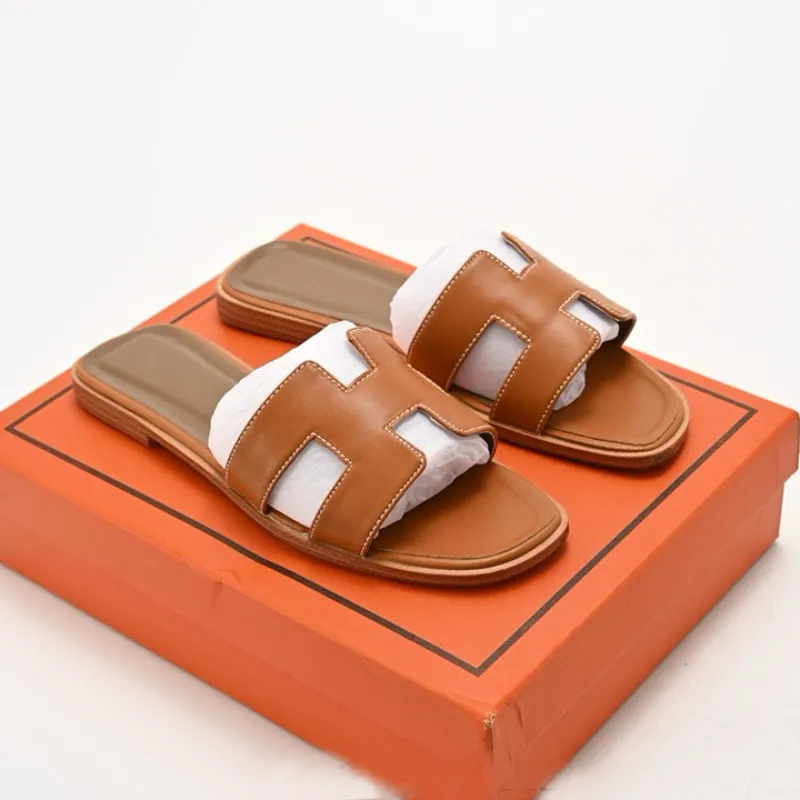 2024 Designer Sandals oran Sandal gold box calfskin leather 23ss Top quality original men women slipper series Fashion sandals Imported denim 35-40