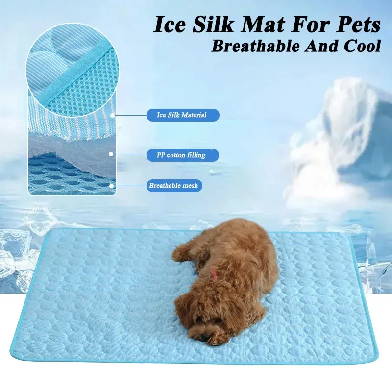 Hundkylningsmatta Summer Pad Pet Bed for Dogs Cat Filt Soffa Breattable Washable Supplies Accessories 240426