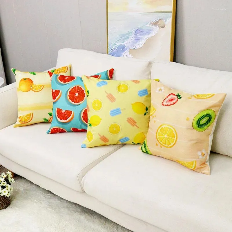 Kissen Nordisch Sommer bedrucktes Polyester Fruchtkissenbezug Sofa Häuserbett Büro Wohnzimmer Abdeckung 45 cm Dekor