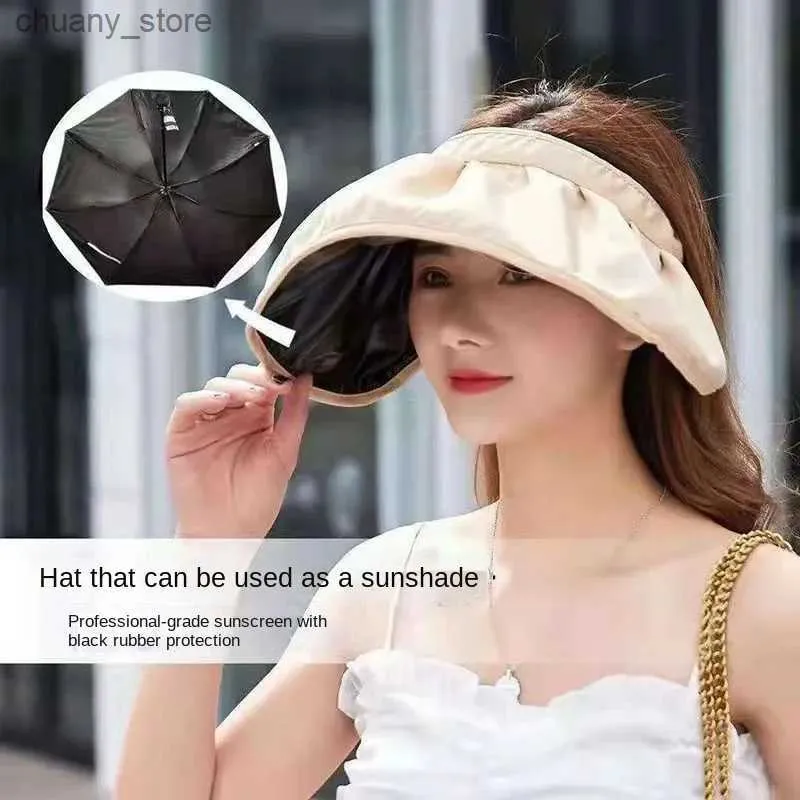 Visors Letnie czapki dla kobiet szerokie porześ pusta lady kapelusz przeciwsłoneczny Słońce Sun Sun Hat Cap Caper Outdoor Cycling Portable Y240417