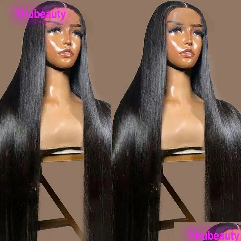 Lace Wigs Maleisische mensenhaar Yirubeauty 10-32inch 180% Dichtheid Straight Braziliaanse 4x4 5x5 13x4 Glueless pruik Natural Color Part Drop Otreg