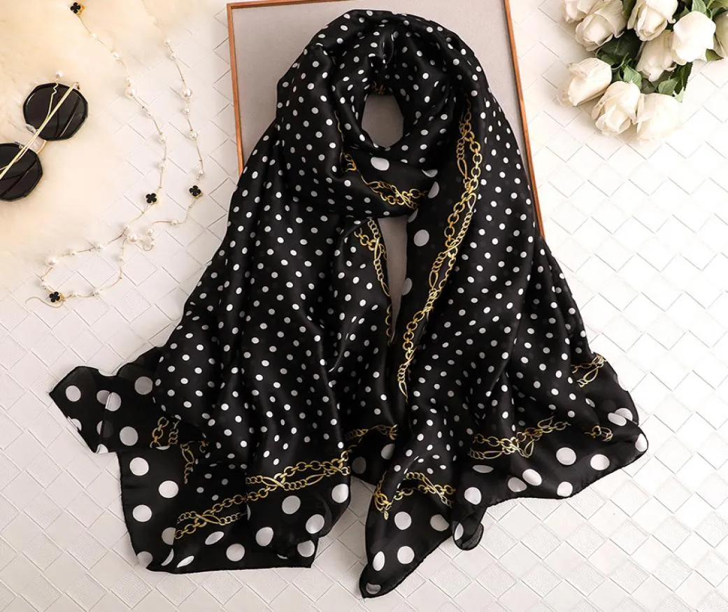 Wiosenne lato jedwabny szalik Kobiety Drukuj Polka Dot Paszmina szal Faulard femme hijab szalik bufanda invierno mjer new5228077