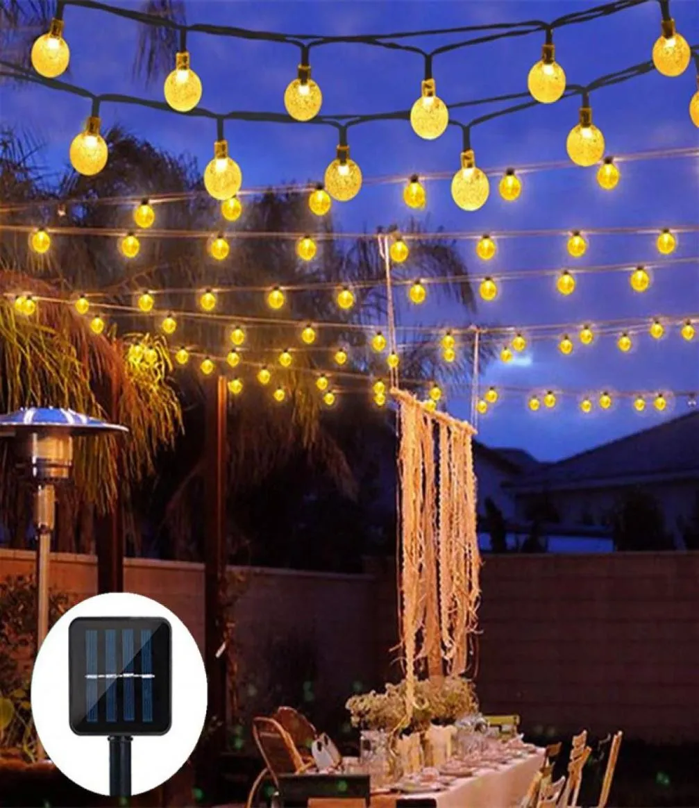 5m 10 m sollampa kristallboll Globe Waterproof LED Solar String glödlampa Garden Juldekor utomhus Solar Light Garland Y205160489