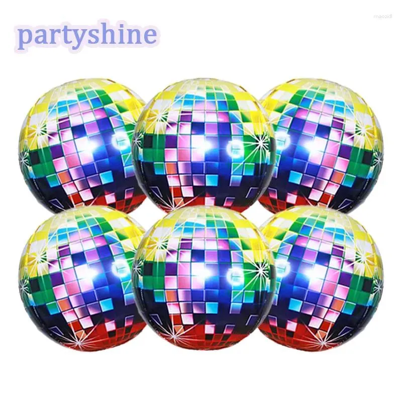 Parti Dekorasyonu 6pcs Disko Lazer Balonsları 18inch 70s 80s 90s Top Dekorasyonları Neon Doğum Günü Malzemeleri 70'in 80'lerin Balonları