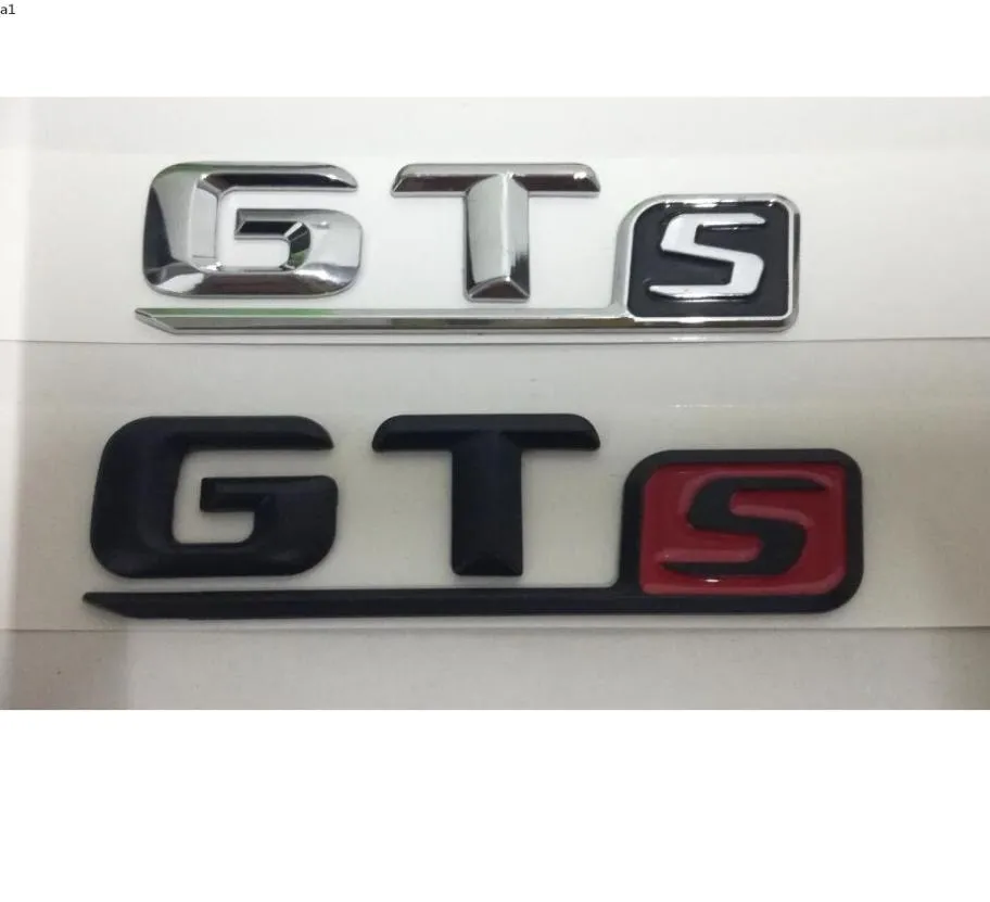 För Mercedes Benz AMG Chrome Black Red Letters Gts Words GT S Car Trunk Lids Lip Front Badge Emblem Emblem Badges Sticker Decal1112643