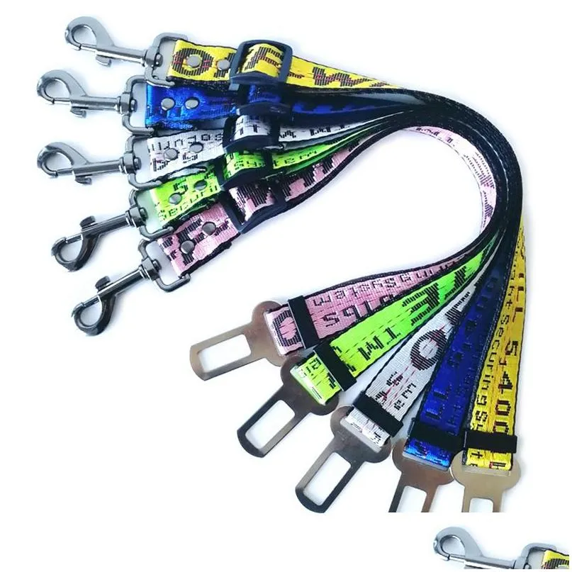 Hundhalsar Leashes Designer Pet Cat Car Seat Belt Safety Justerbar fordonssele Säkerhetsbälte Koppla för små medelstora larg HomeForavor DHEF4