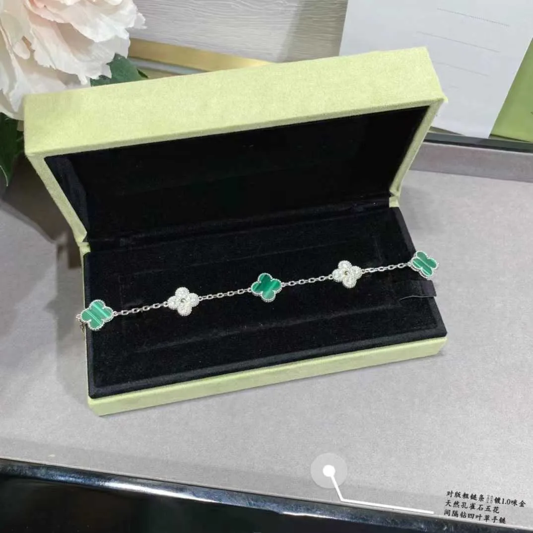 Brand Charm V Gold High Edition Van Clover Bracciale di diamanti in malachite naturale donne placcate con rosa 18k