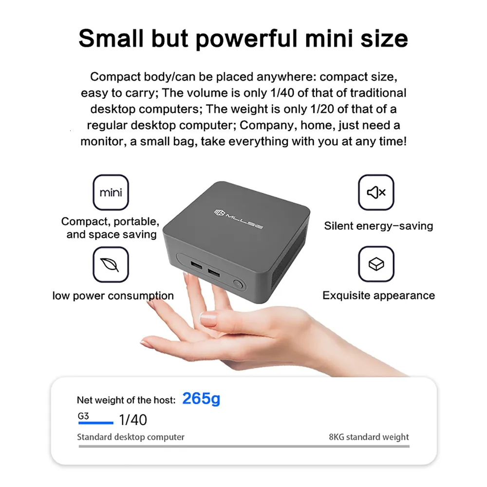 Compact Mini PC: Intel N100, 8GB RAM, 256GB ROM, Windows 11 Pro