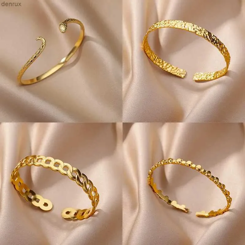 Braccialetti di serpenti per bracciale per donne ragazze vintage oro oro oro inossidabile bracciale in acciaio inossidabile braccialetti di lusso di braccialetti Pulseras Mujerl240417