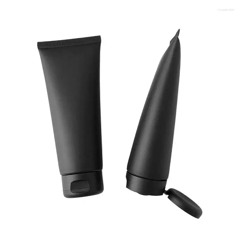 Storage Bottles Squeeze Tube Empty 100ML Matte Black Makeup Refillable Cosmetic Facial Cleanser Emulsion Hand Cream Hosepipe Bottle