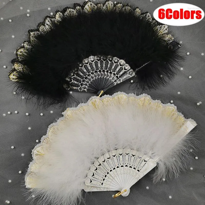 Decorative Figurines Chinese Style Hand Held Flower Fan Folding Shank Classical Dance High Quality Tassel Elegent Female FanS Home