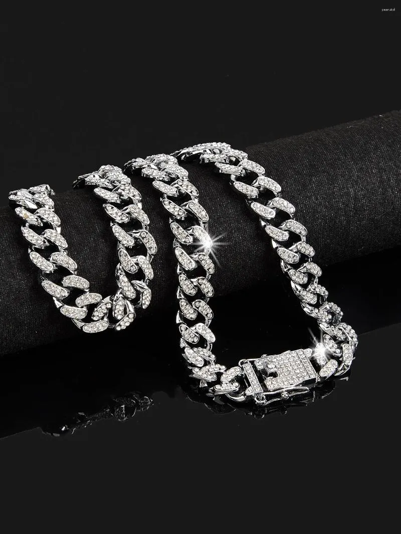 Catene hip hop miami canotta cubana collana 13 mm strass ghiacciati che luccicano gioielli rap per uomini