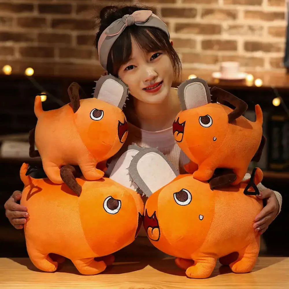 25 cm anime plushie motorsåg man dockor plysch tecknad pochita orange hund kudde fylld figur mjuk leksak för barn gåva