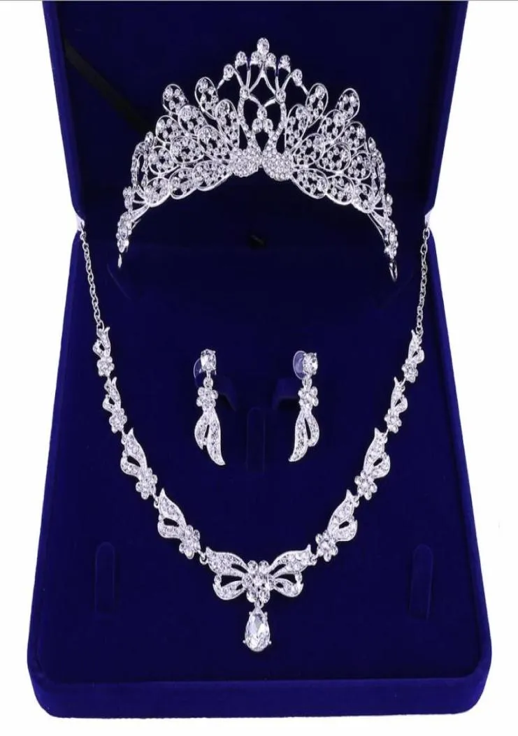 Crystal di perline romantico Tre pezzi di gioielli da sposa Set di gioielli da sposa Orenatura Orenazione Accessori per feste di nozze per la festa di nozze a basso costo 3489902