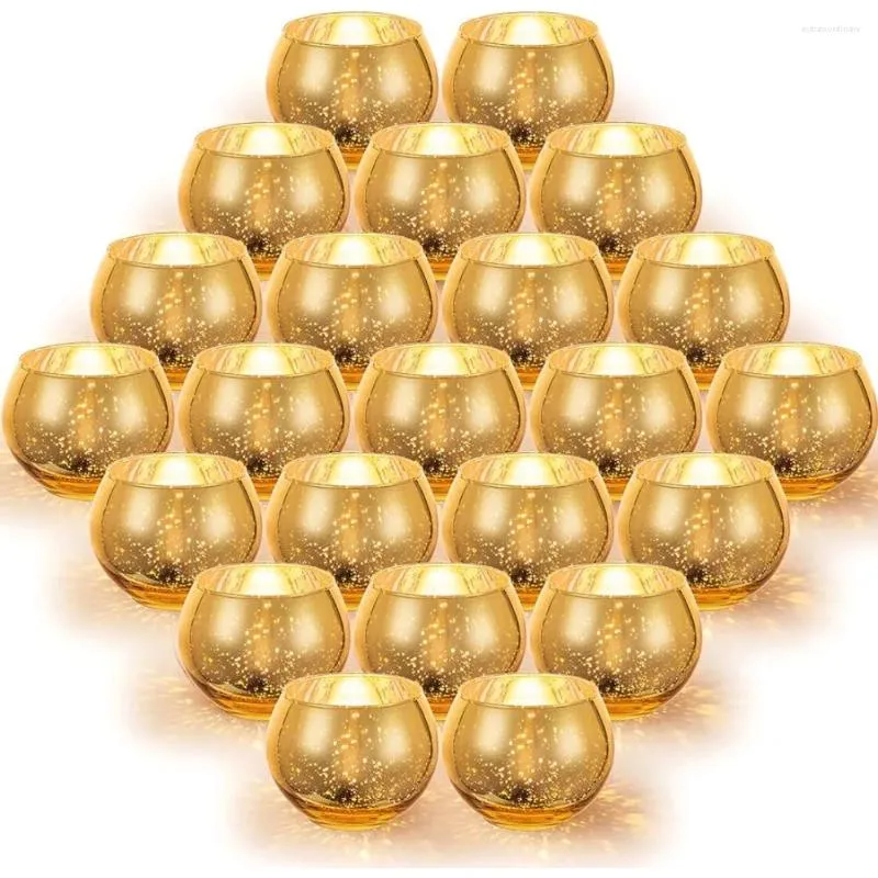 Vasen kleine goldene Runde für Mittelstücke 3 "glitzernde Schüssel Vase Hochzeitstag Tischdekor 24pcs Fracht frei