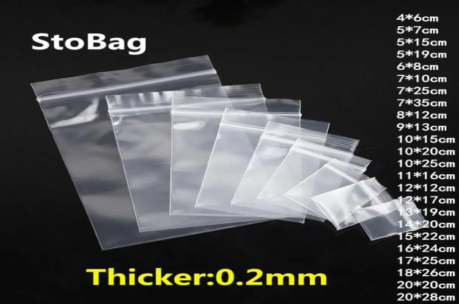 Stobag 100st tjockt transparent zip -låsplastpåsar smycken mat presentförpackning förvaring väska återvinningsbar poly anpassad tryck 2010213497643