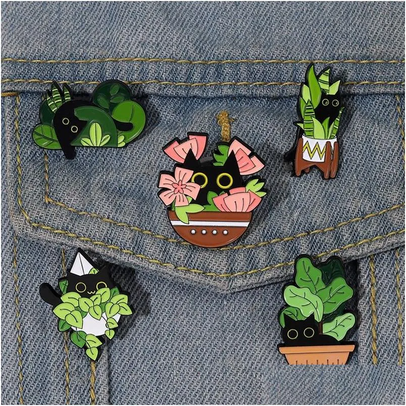 Broches broches plantes en pot émail broche broches esthétique badges de revers mignons cool pour sac à dos