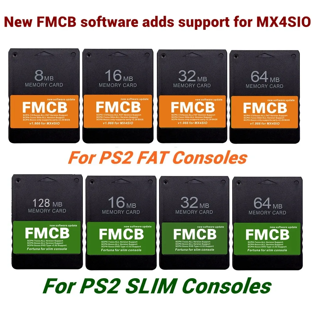 カードの新しいFMCBカードV1.966およびPS2 MX4SIO SIO2SD SD TFアダプターのFortunaインストールOPL 1.2.0 ZSOフリーMcBoot 2 PlayStation2