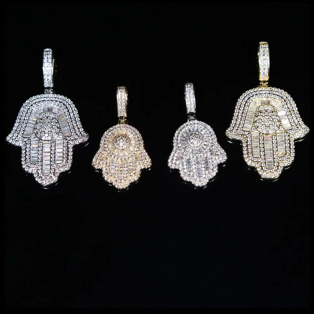 디자이너 목걸이 힙합 hamsa palm zircon necklace mens 풀 다이아몬드 트렌디 쥬얼리