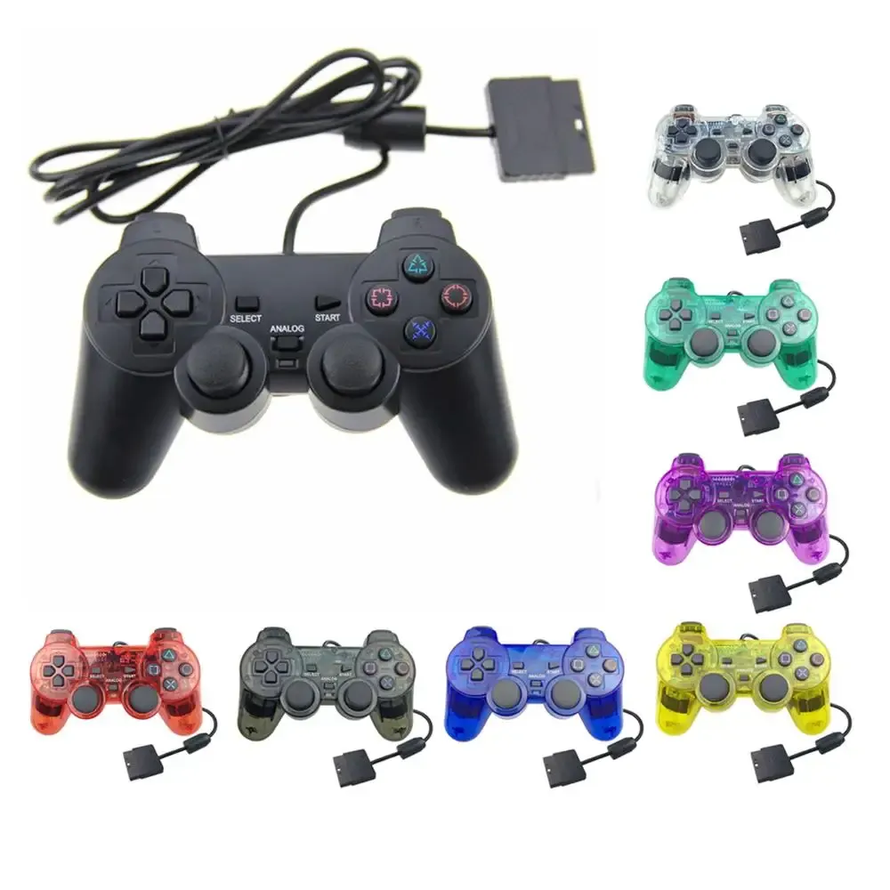 Mice For PS2 Wired Game Controller Gamepad Double Vibration Clear Controller Gamepad Joypad for Sony Playstation PS2 Controle