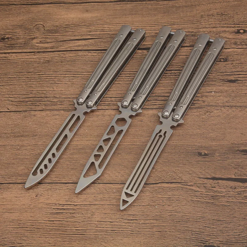 Najwyższej jakości Tranier składany nóż 420C Stone Wash Blade Aviation Aluminium Uchwyt motyla noże treningowe ćwicz nóż nie ostre narzędzia EDC