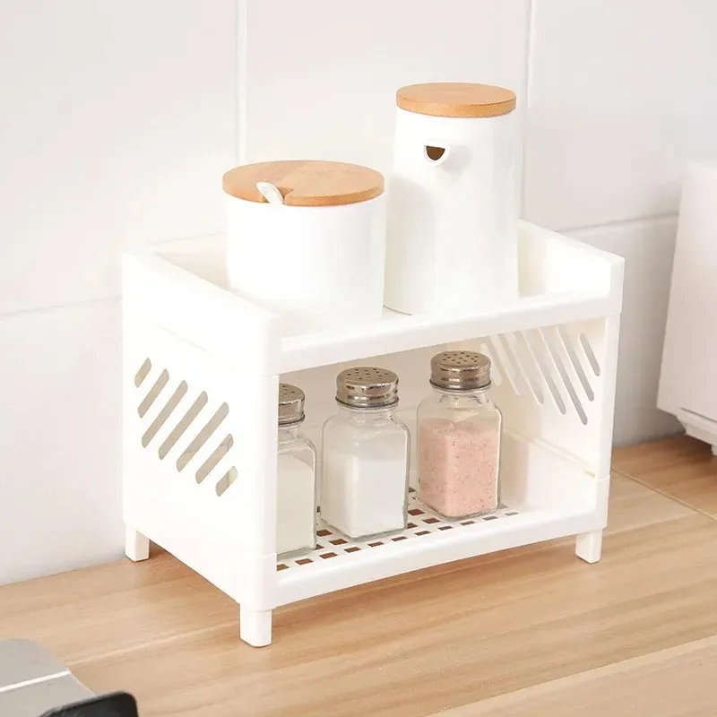 Dubbele laag badkamer toilet keuken plank huis kast organisator opbergrek voor desktop planken houder keuken accessorie