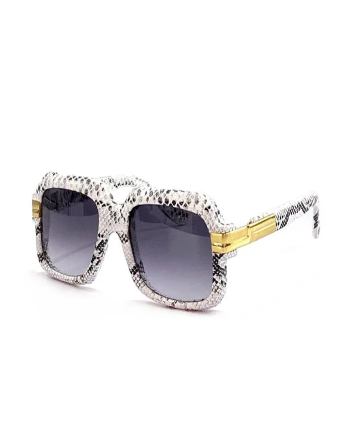 Kwadratowe okulary przeciwsłoneczne 607 skórzana skóra węża czarna złota pełna obręcz optyczna rama Vintage 56 mm gafas de sol moda okularów okulary przeciwsłoneczne FRA1268183