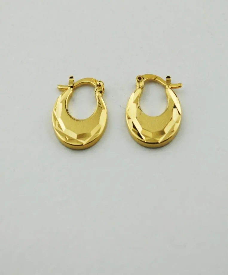 Fashion Real 9 k Solid Yellow Gold Filled Drop Earrings Christmas Gift Simple Temperament Small Earring Trendy flat Jewelry6021731