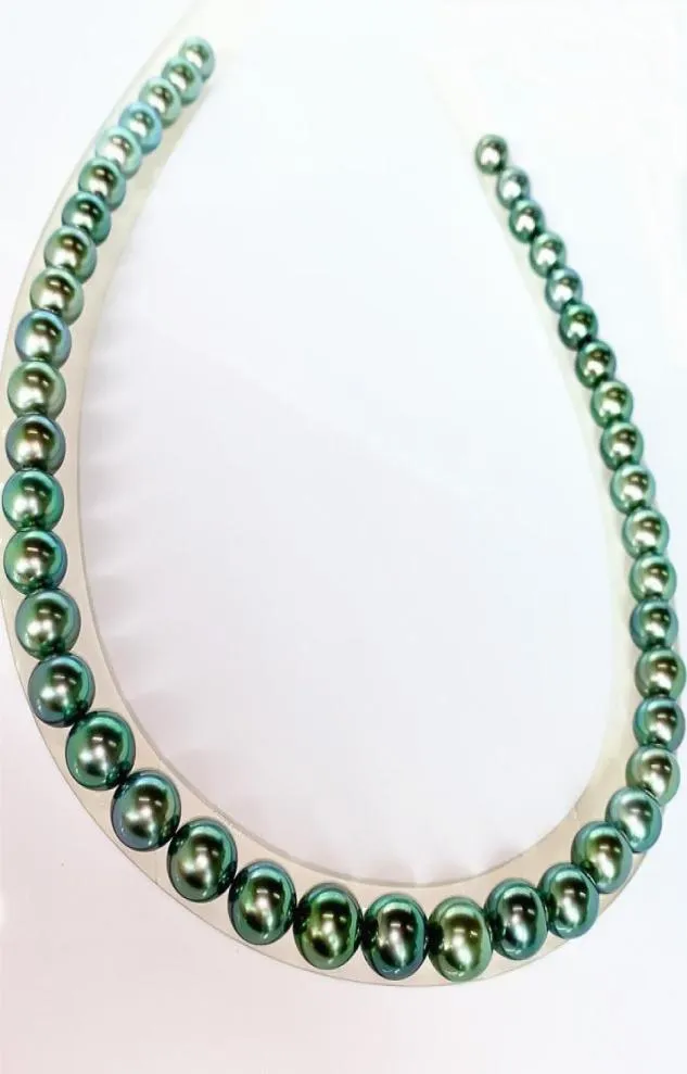 Natuurlijke parels sieraden Echte hoogwaardige 910 mm Malachiet Green Pearl ketting 18inches niet nep9363032