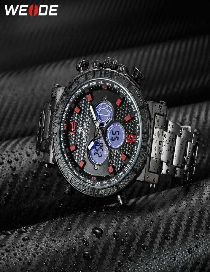 Wide Men Business Alarm Chronograph Digital Analog Metallkoffer Riemenband Armband Quarz Armbanduhr Uhr Relogio Maskulino4930593