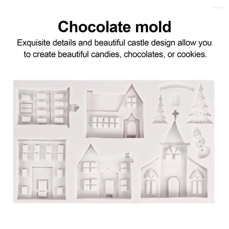 Baking molde o molde de silicone de chocolate Árvore de Natal Casa de ginger -pbread para castelo 3D
