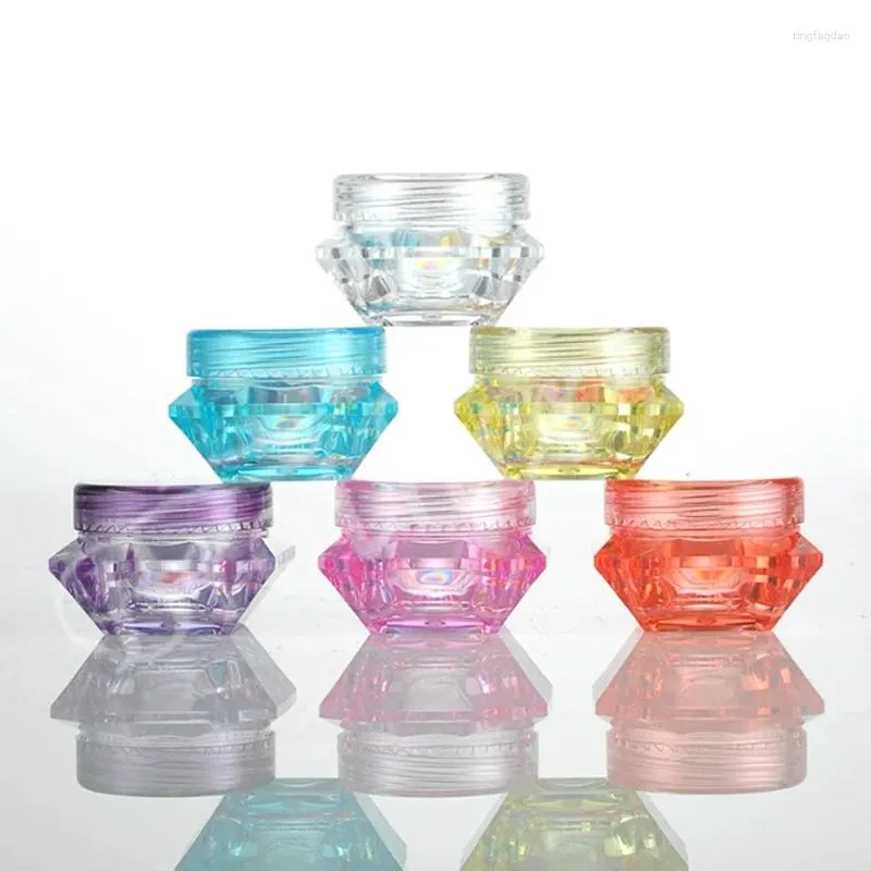Bouteilles de rangement vides 3G 5G Diamants Crème Jar Bottle Boîtes de flacon PS Emballage Conteneur en poudre de vernis à ongles