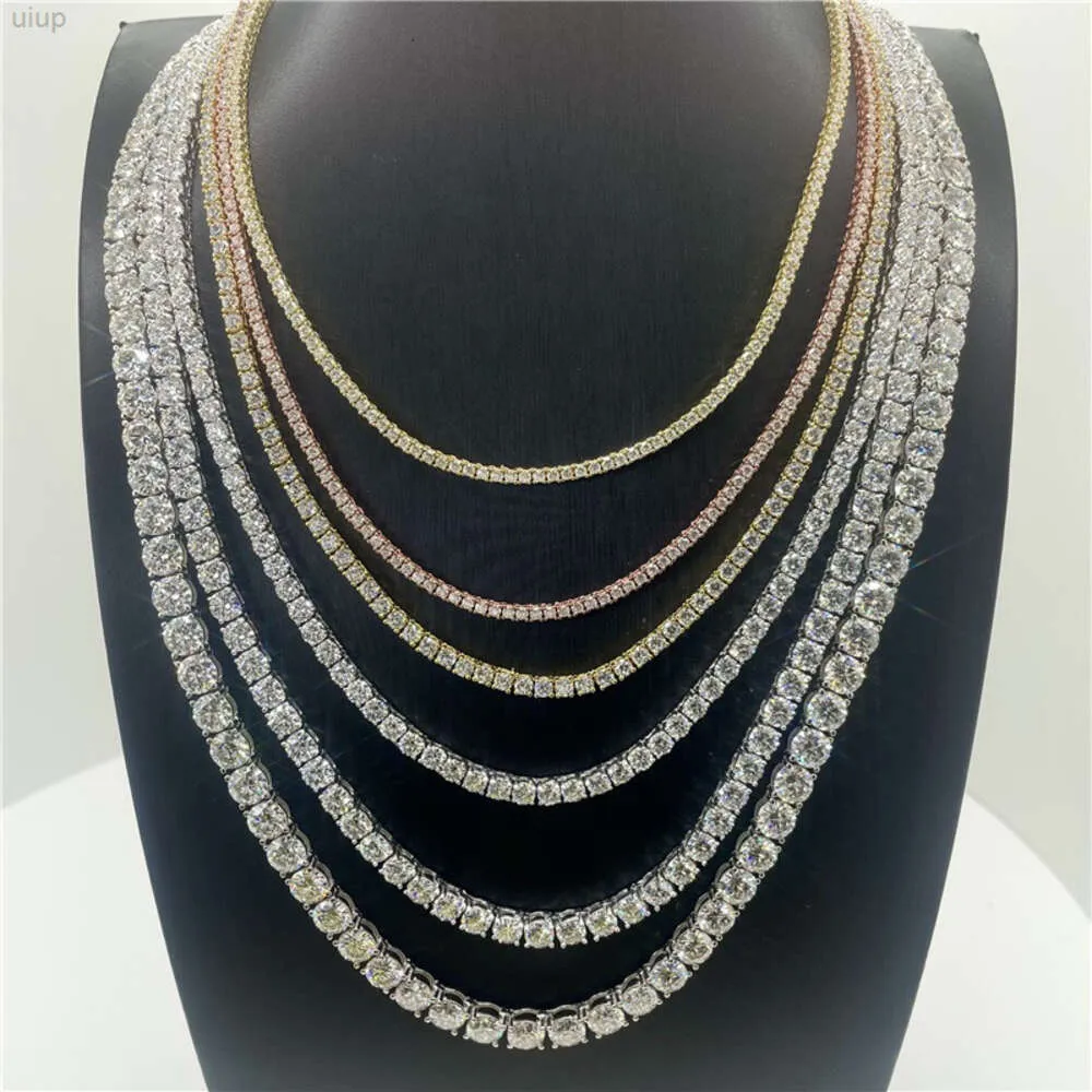 Stock Hip Hop Jewelry 2.0mm-6.5mm 925 Silver Gold Plated VVS Moissanite Tennis Chain High Quality