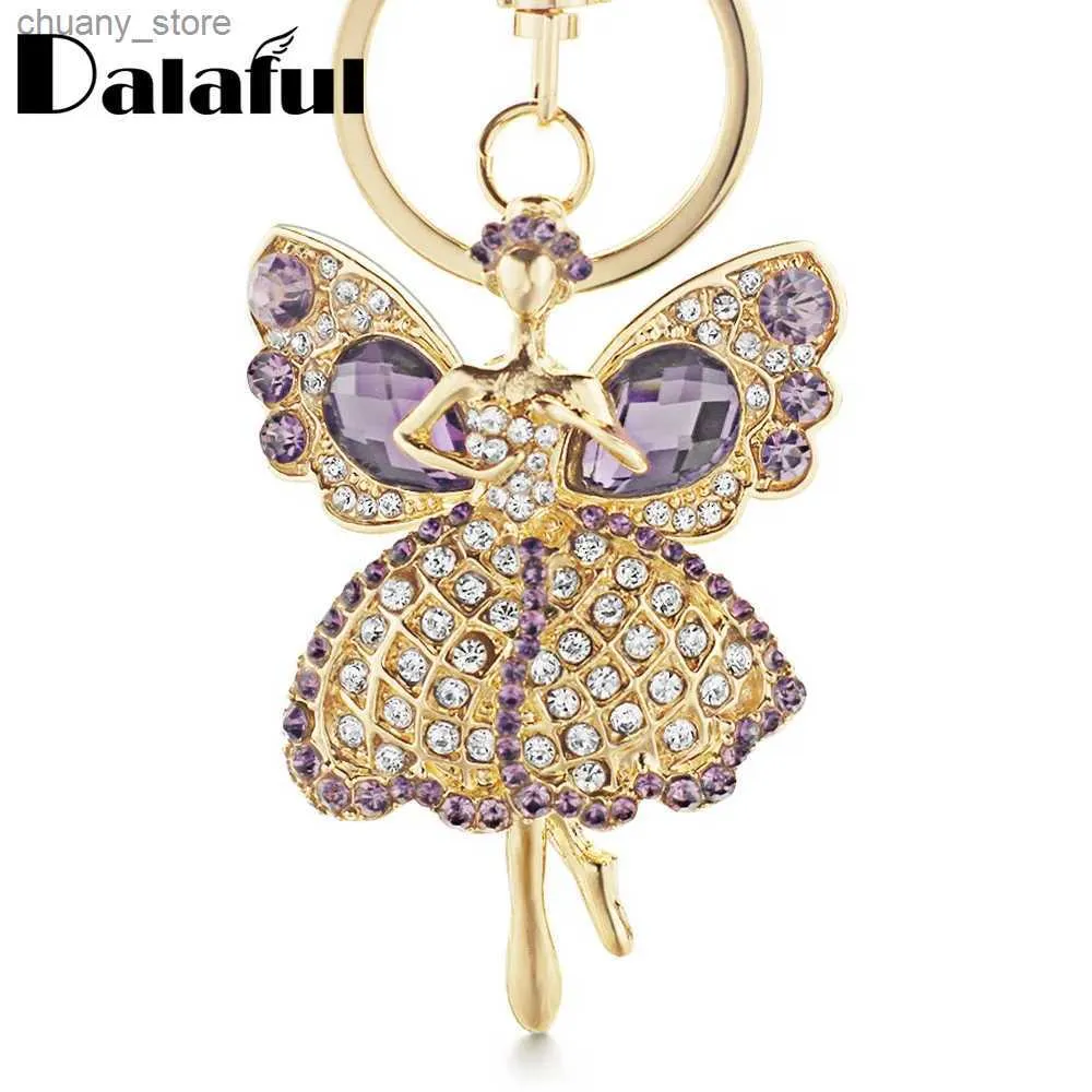 Anahtarlıklar Landards Dalaful Lucky Angel Wings Elfler Kristal Anahtarlar Anahtar Zincirler Tutucu Kadınlar Hediye Moda Yenilik Anahtarları K244 Y240417