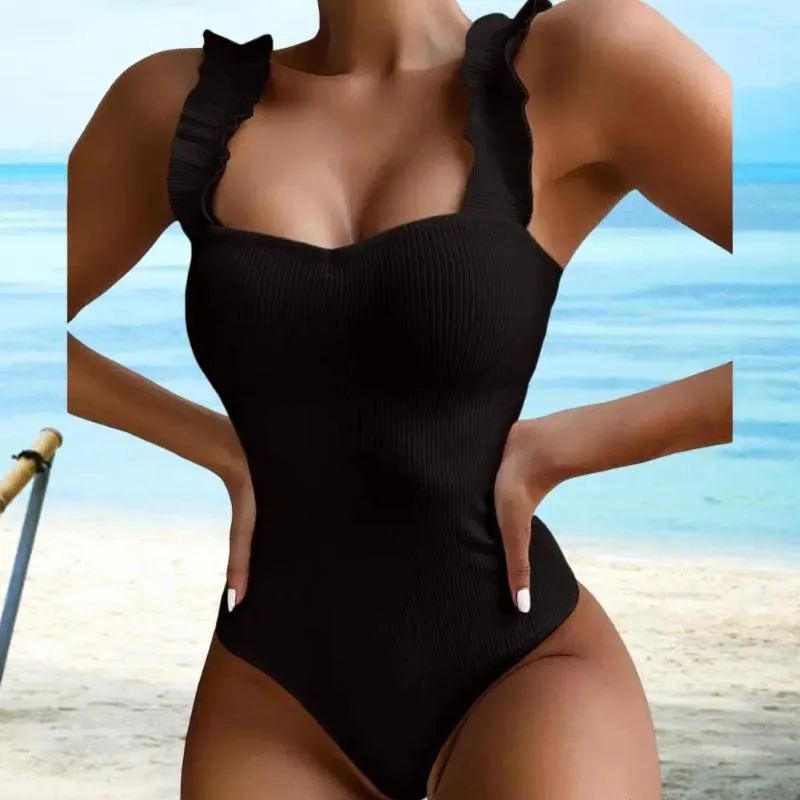 女性用水着スキニー美しいセクシーな女性ワンピース水着通気性ボディースーツスクエアカラービーチウェア