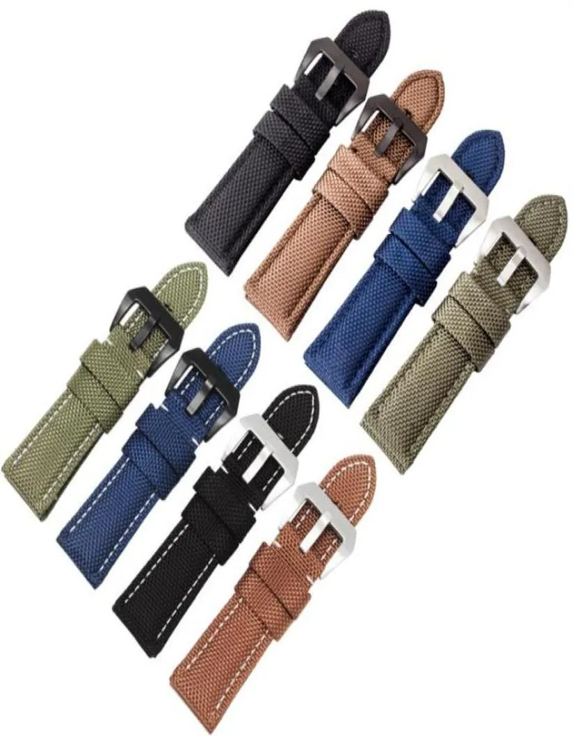 Whole Waterproof Nylon Leather Watch Band with Buckle Substitute Fashion Watches 44mm PAM Watch Strap 22 24 26mm228s9367166