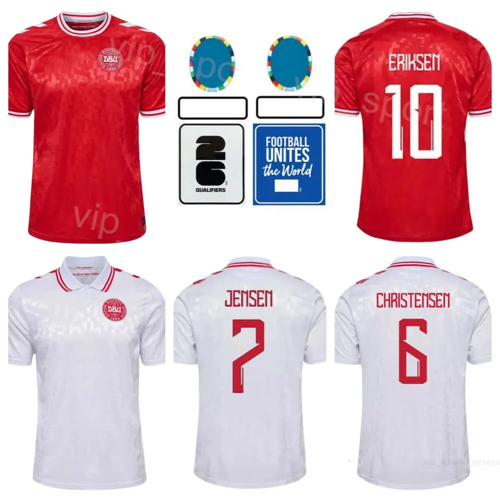 2024 Euro Cup Danemark Soccer Christian Eriksen Jerseys Jannik Vestergaard Pierre-Emile Hojbjerg Victor Kristiansen Mohamed Daramy Football Shirt Team