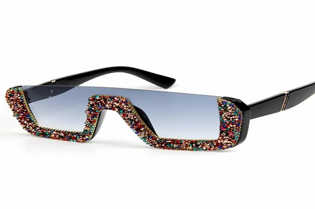 Lunettes de soleil à paillettes Diamond Fashion Lignes de ramiage carré les lunettes de grande image pour femmes en plein air Holiday262488888