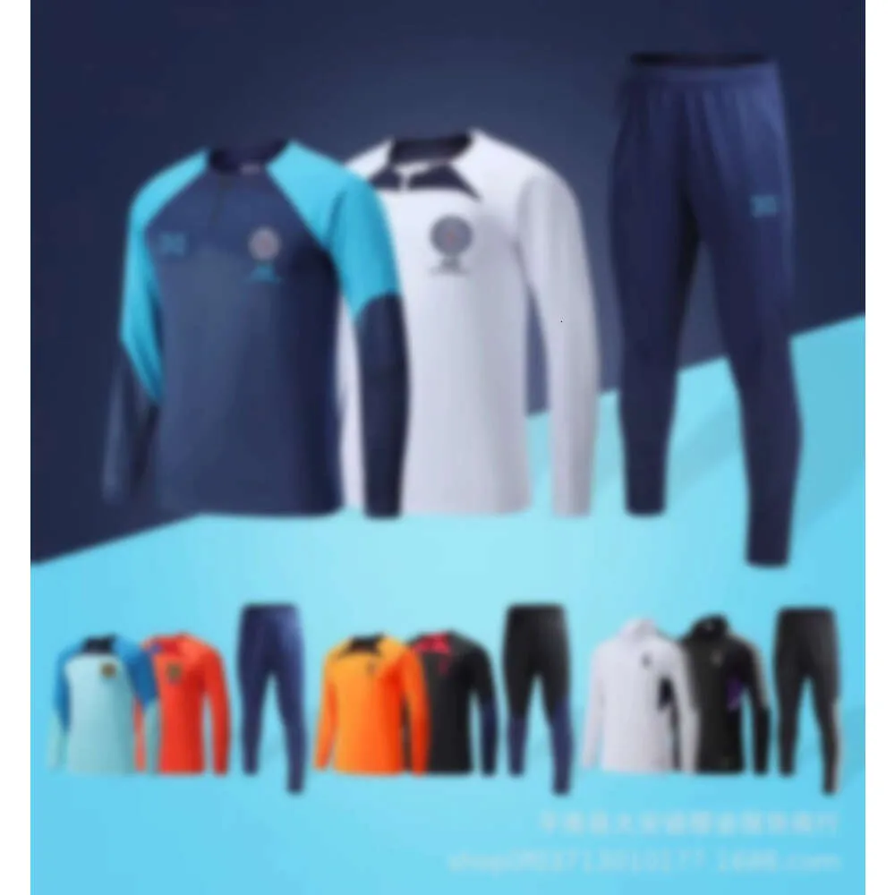 Voetbalsets/trainingspakken 2223 Trainingsuniform Half Pull Sports Set lange mouwen voetbaljersey club Paris Parijs