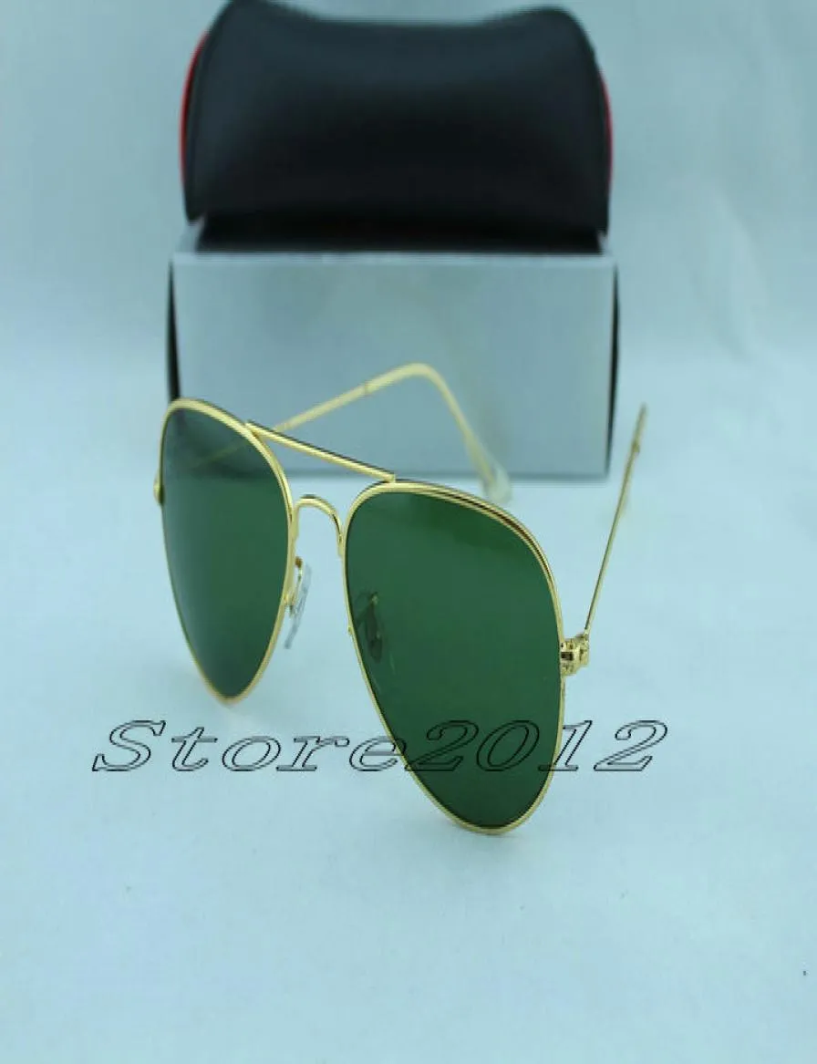 Gafas de sol piloto clásicas de alta calidad Marca de diseñador para hombres Gafas para mujeres Golas de oro Metal verde 58 mm de 62 mm lentes de vidrio 1324816