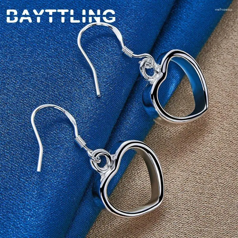 Boucles d'oreilles en peluche mode 925 argent sterling 15 mm fin midi coeur pour femmes copine l'engagement cadeau accessoires de bijoux fête