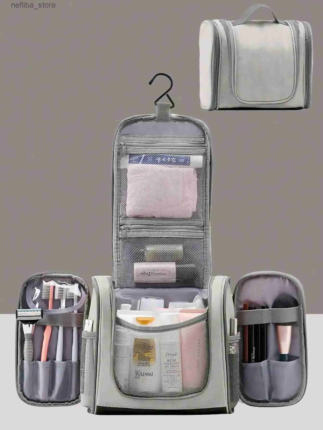 Cosmetische zakken 1 pc Multifunctionele cosmetische tas met grote capaciteit Waterdichte hangende toilettas PU Natte en droge scheiding Stocktas L410